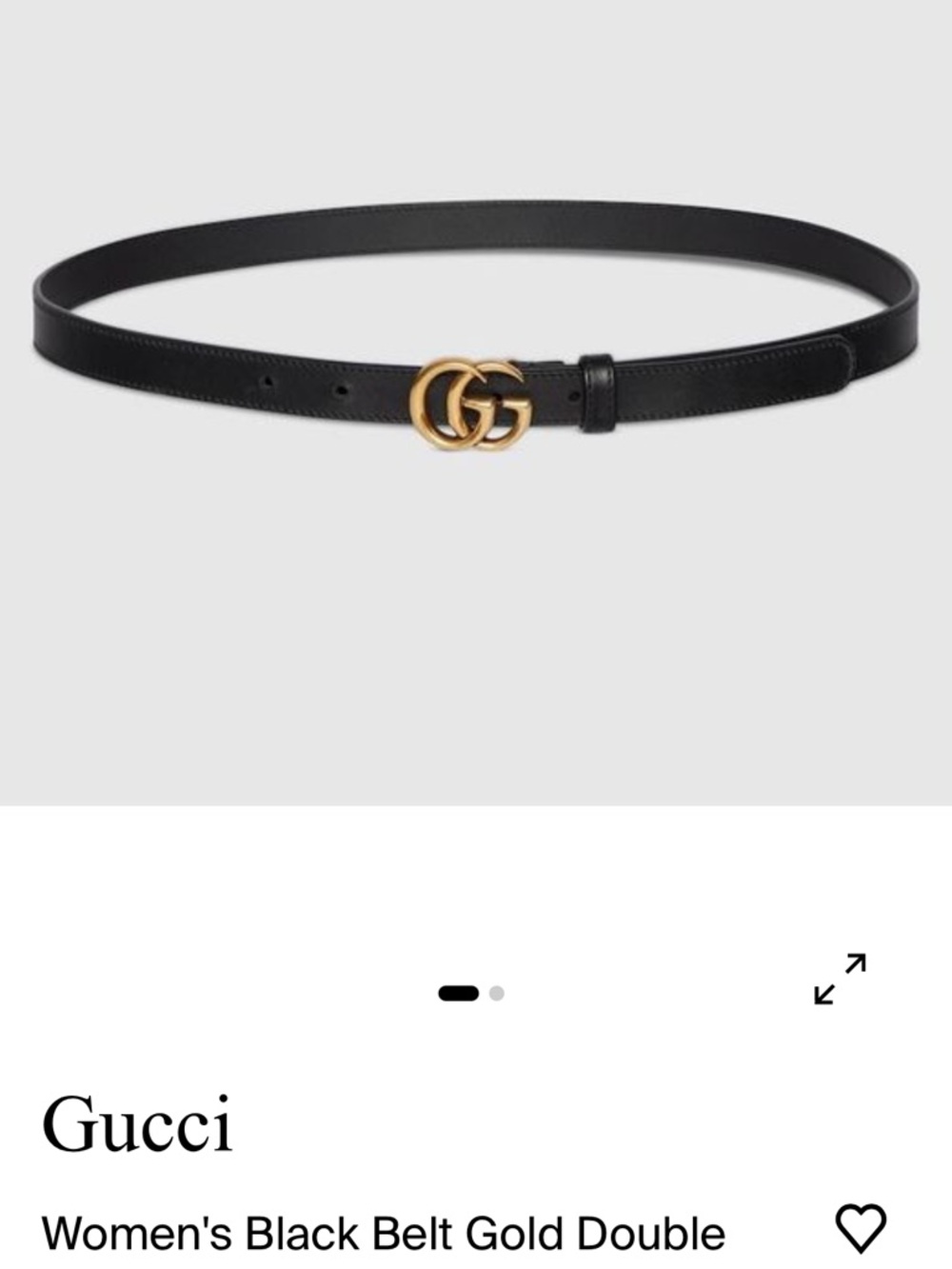 Gucci Black Leather Belt with Gold Double G Buckle
